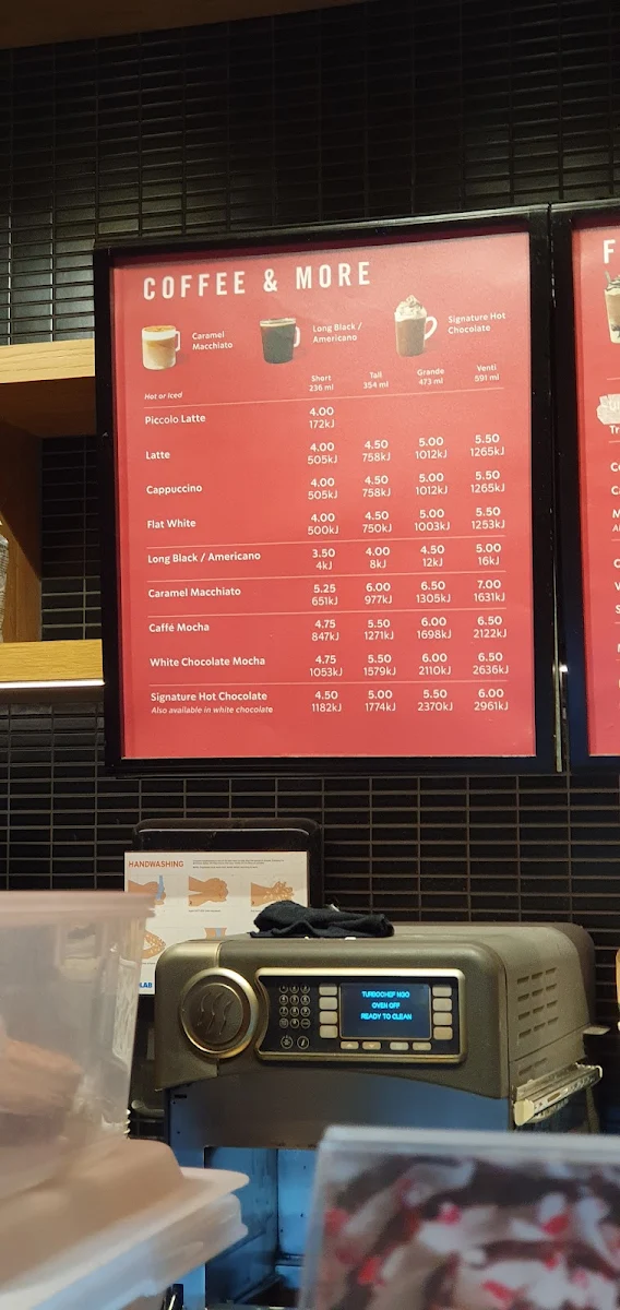 Menu, Starbucks Manly
