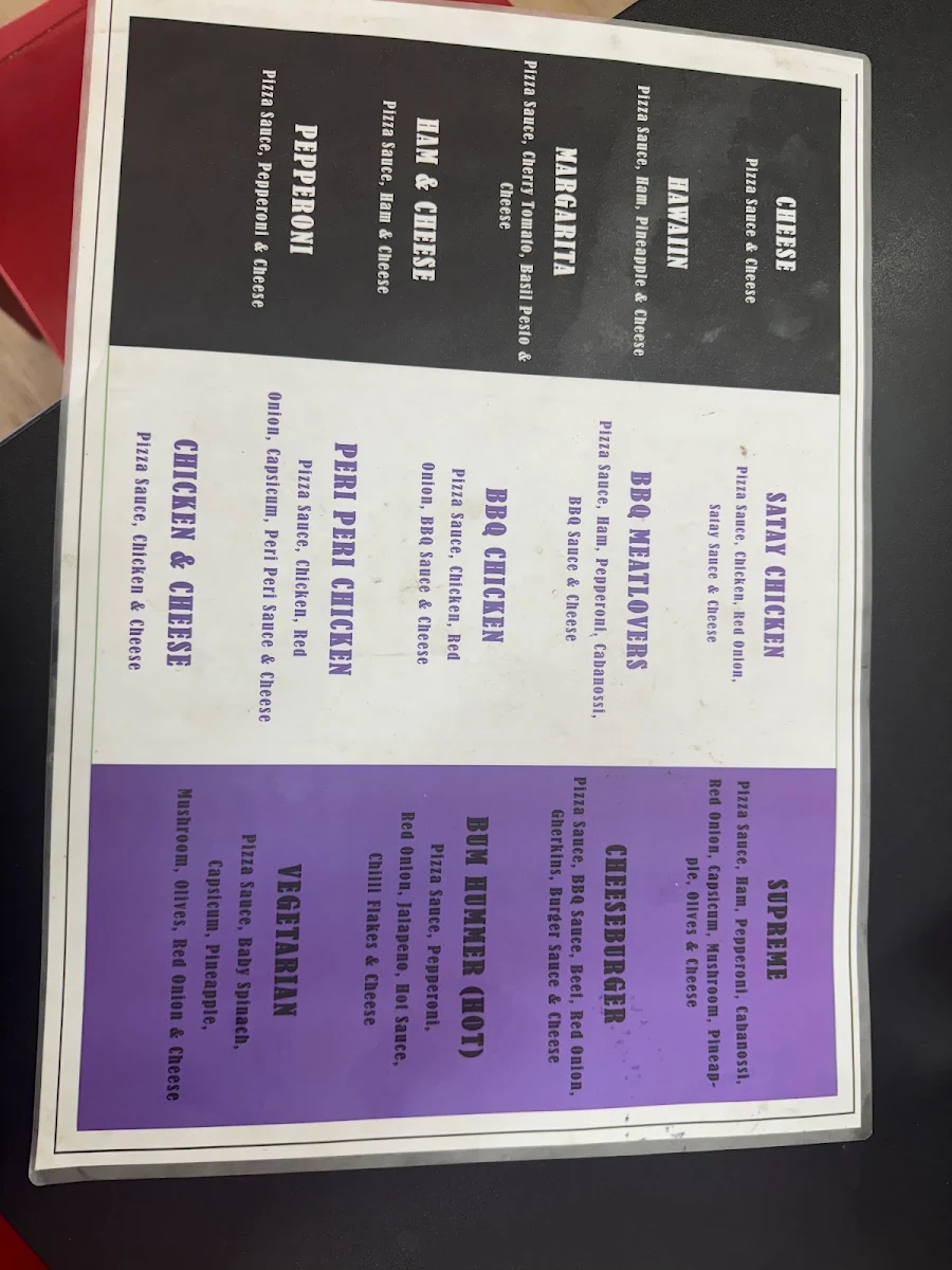 Menu, Ay-Jays Cafe