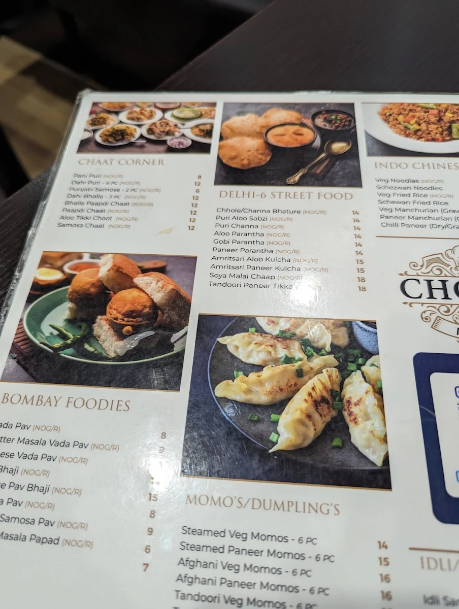 Menu, Choice Indian Food (Pure Vegetarian)