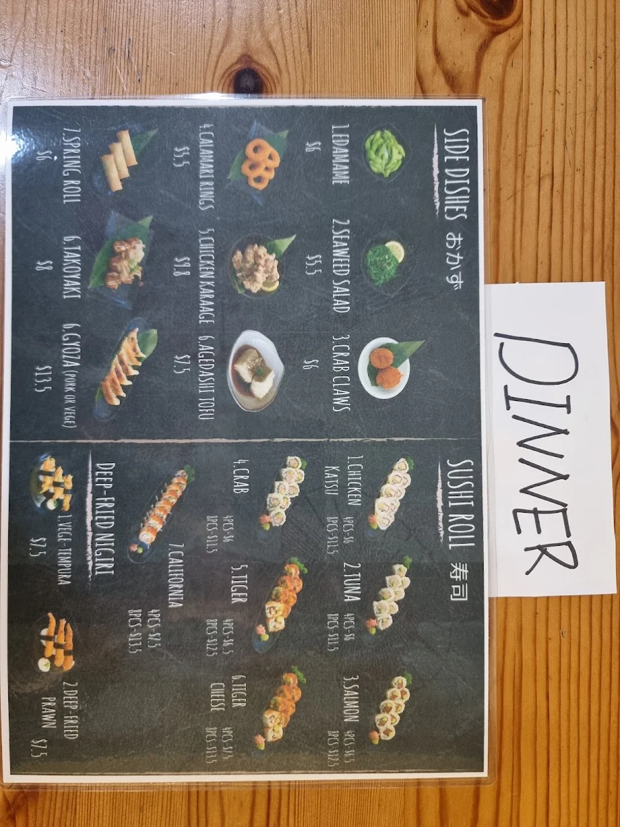 Menu, Mizumi New Lambton