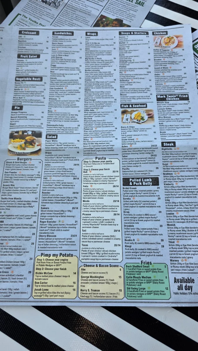 Menu, Cafe 63 Bundamba