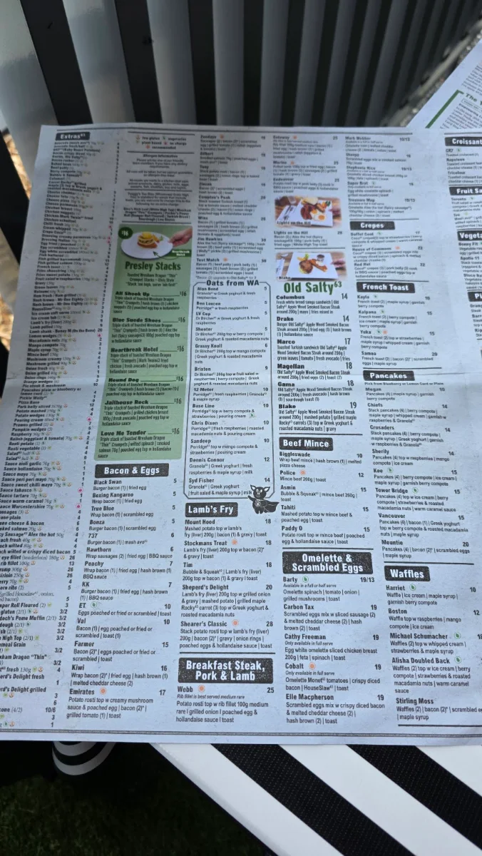 Menu, Cafe 63 Bundamba