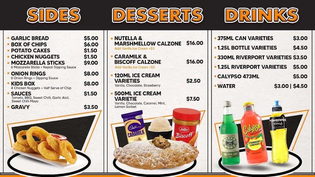 Menu, Cobram Pizza House