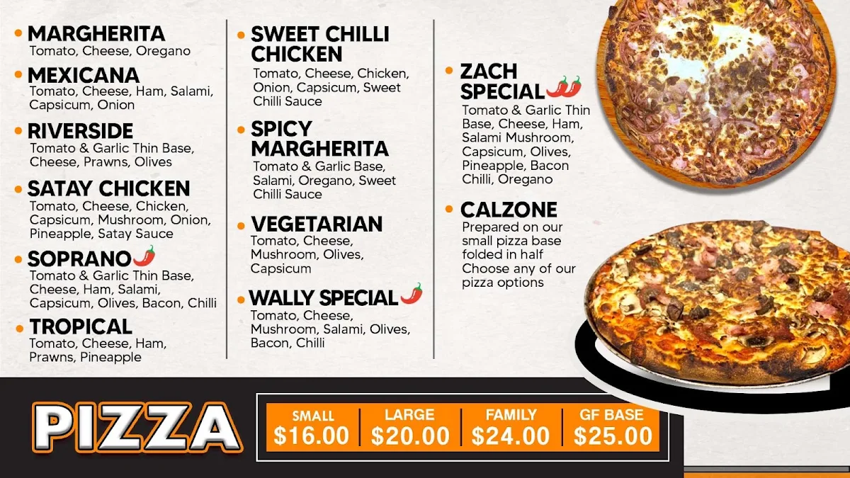 Menu, Cobram Pizza House