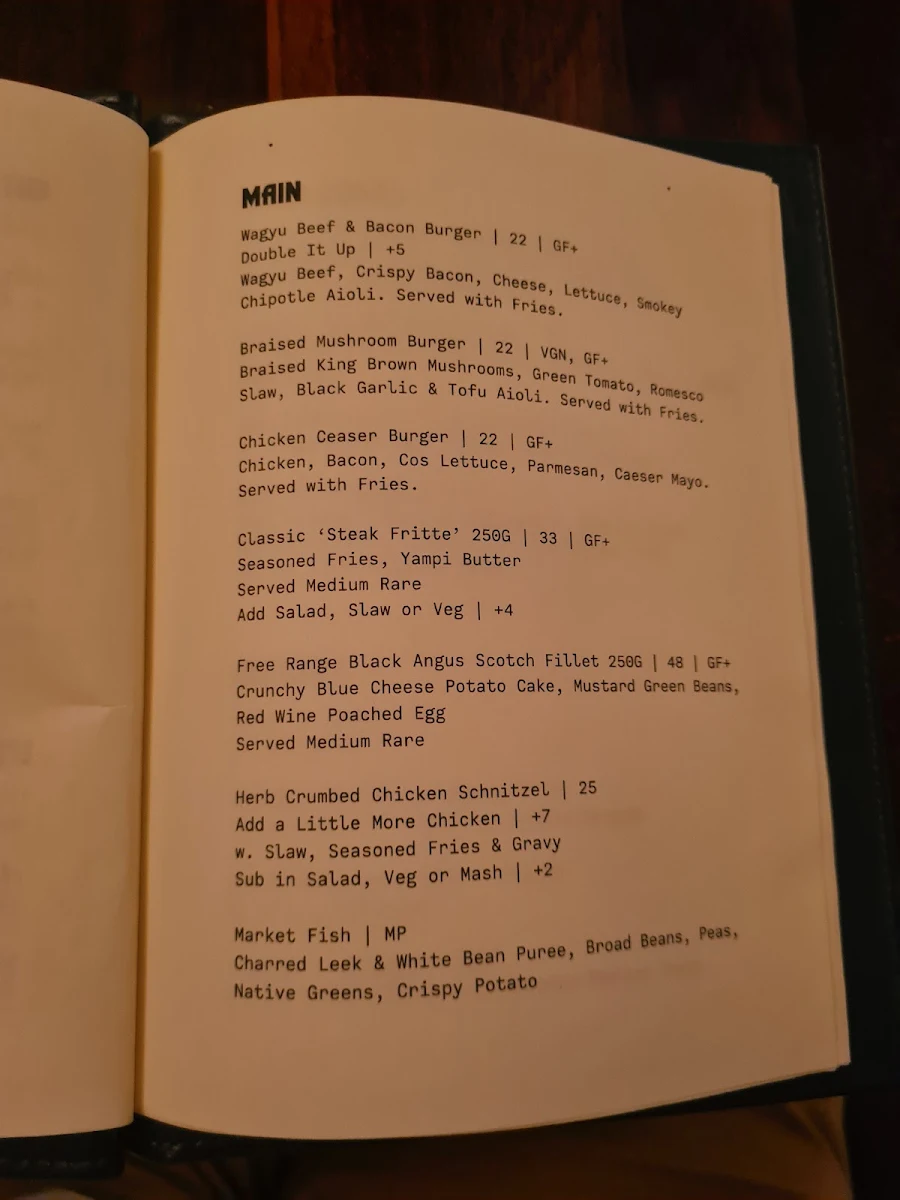 Menu, The Iron Yampi