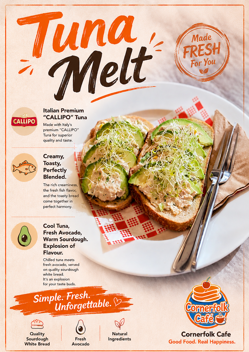 Menu, Cornerfolk Cafe