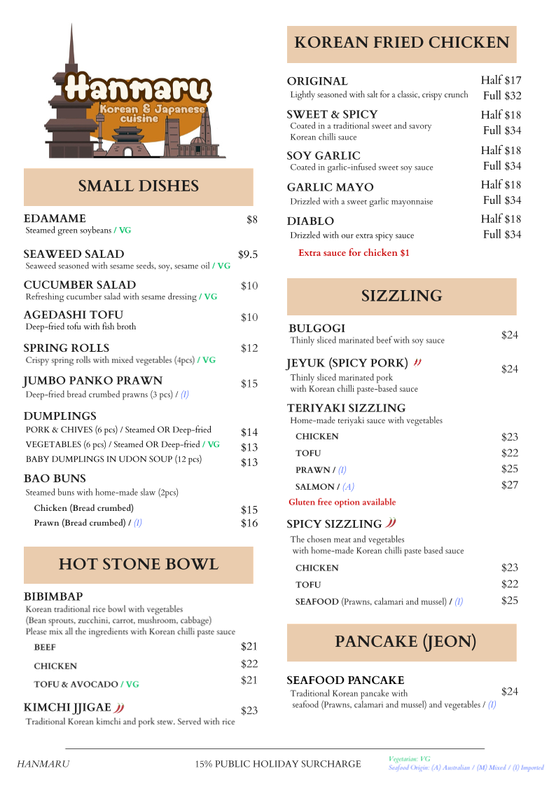 Menu, Hanmaru
