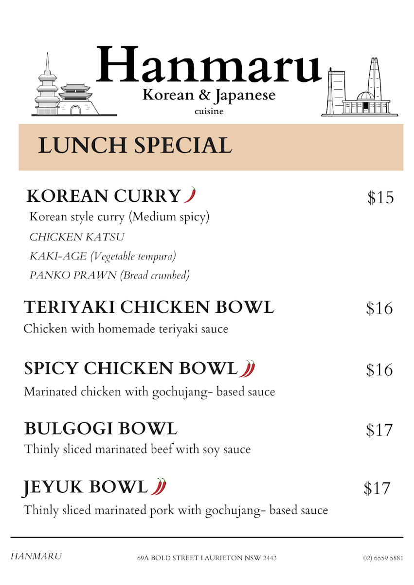 Menu, Hanmaru
