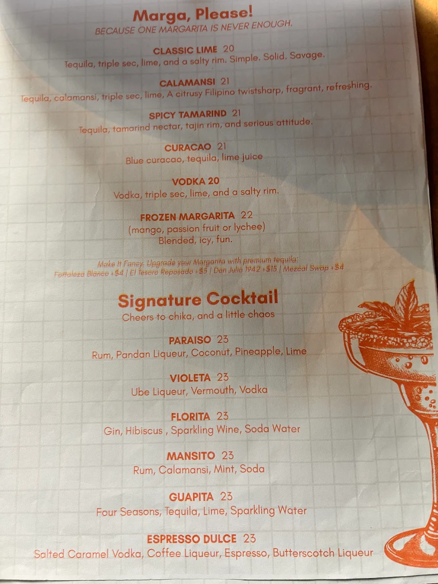 Menu, Taqueria Arriba