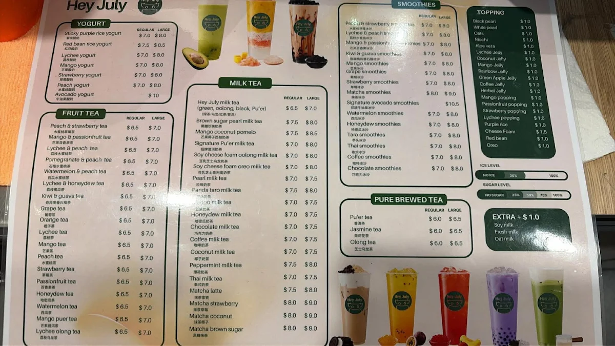 Menu, Hey July Boba