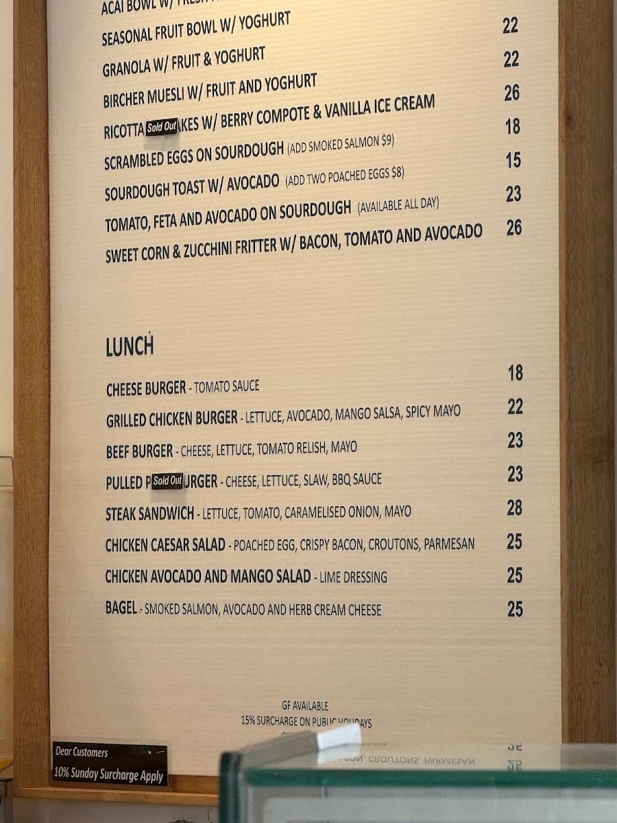 Menu, Palm Beach Cafe & Restaurant