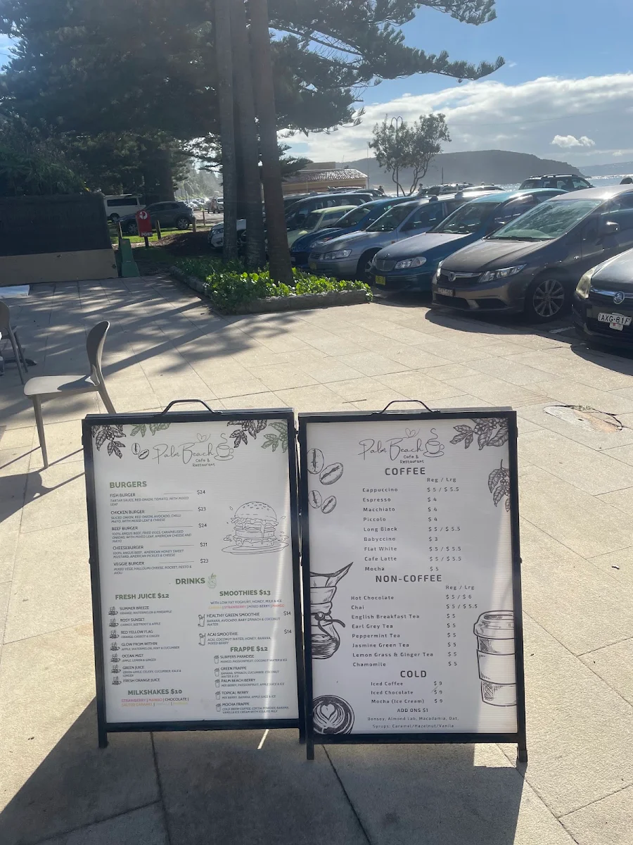 Menu, Palm Beach Cafe & Restaurant