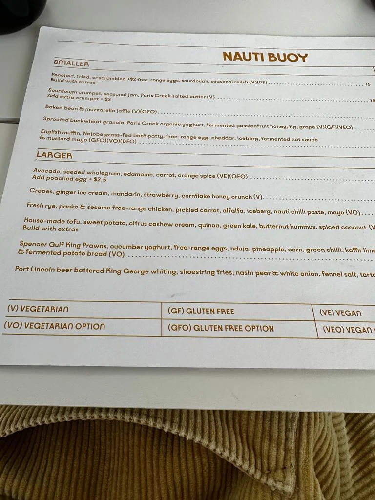 Menu, Nauti Buoy