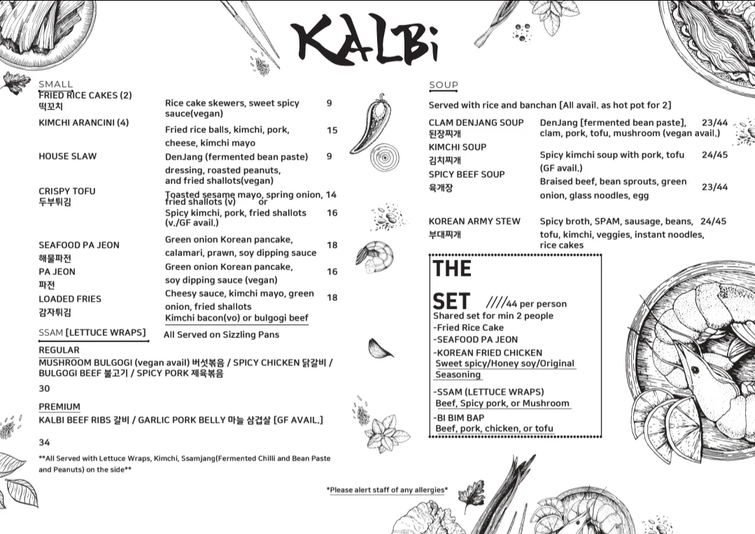 Menu, Kalbi