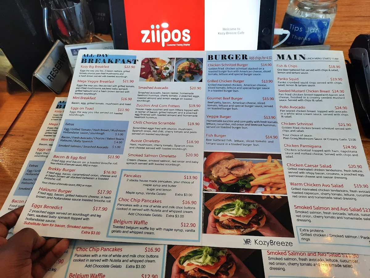 Menu, Kozy Breeze