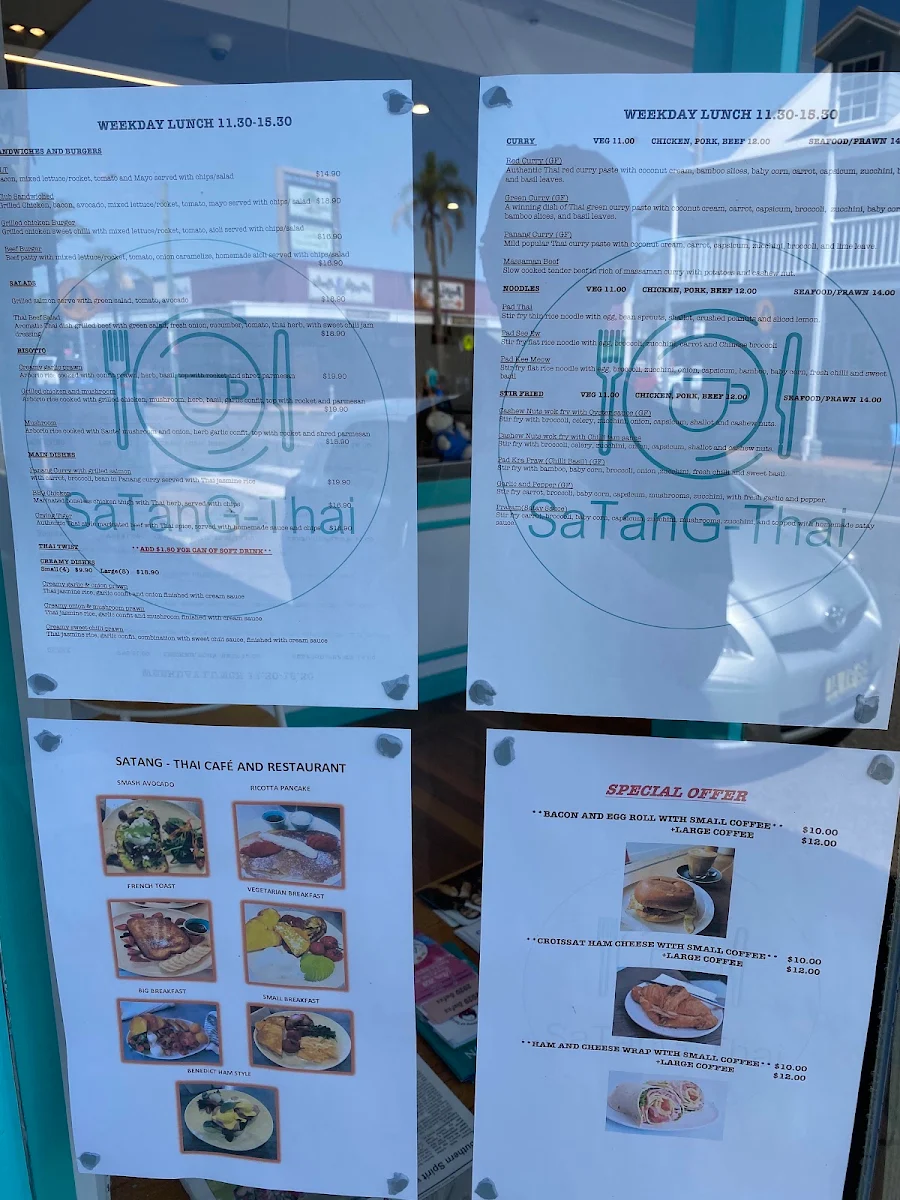 Menu, Satang-Thai Cafe and Restaurant