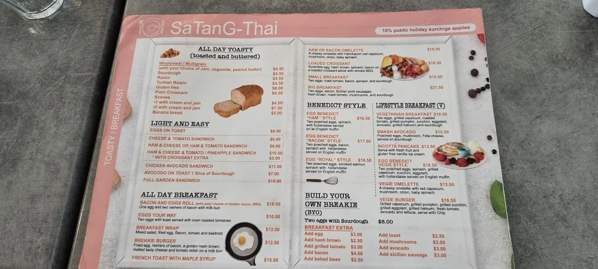 Menu, Satang-Thai Cafe and Restaurant