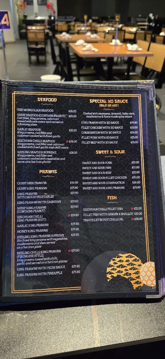 Menu, New Fortune Palace