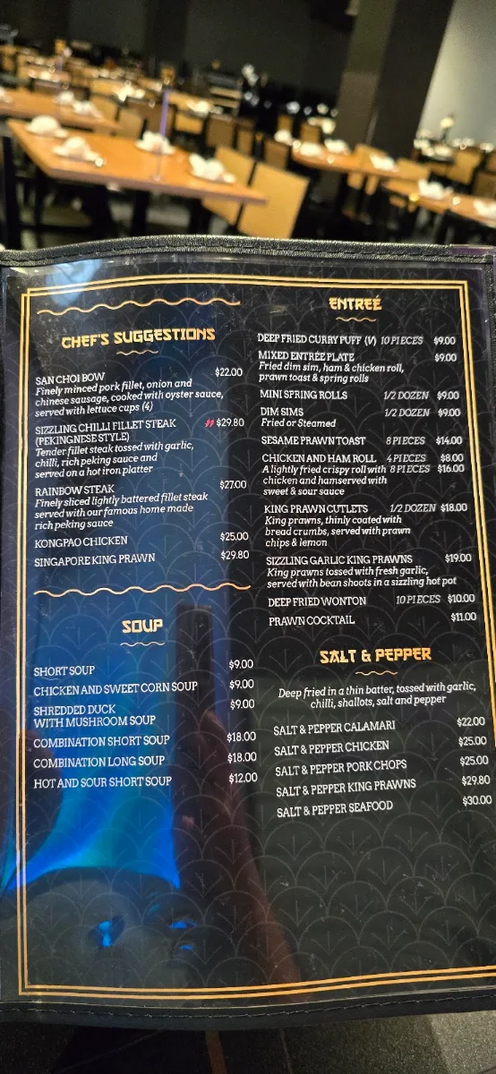 Menu, New Fortune Palace