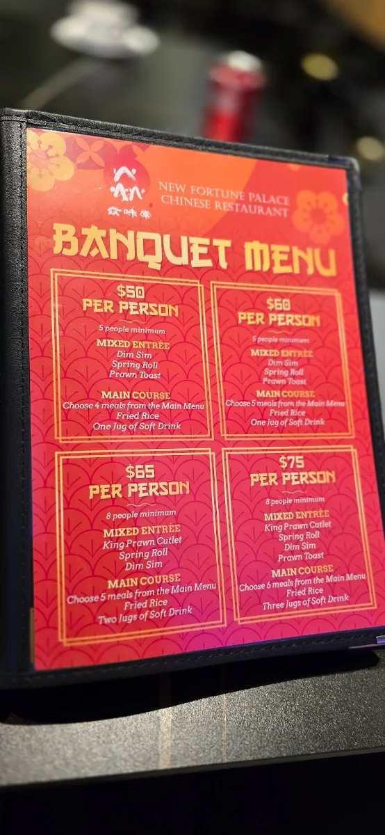 Menu, New Fortune Palace