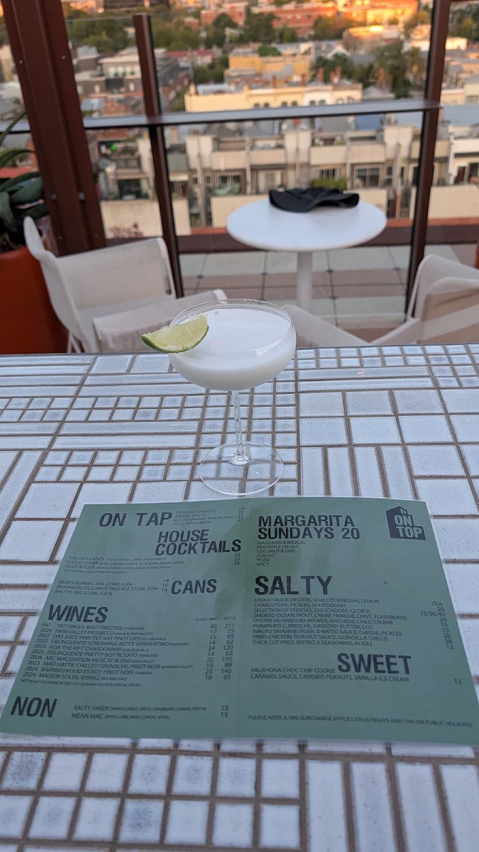 Menu, On Top Rooftop Bar