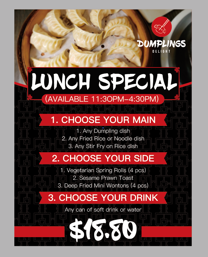 Menu, Dumplings Delight (Hoppers Crossing)