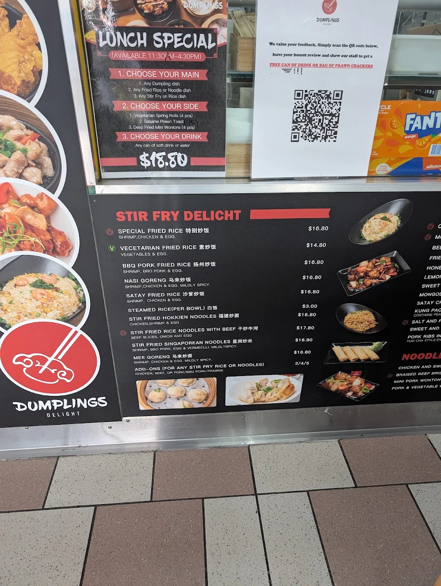 Menu, Dumplings Delight (Hoppers Crossing)