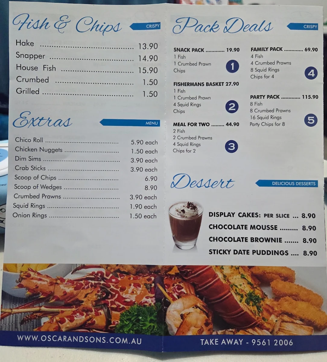 Menu, Oscar & Sons