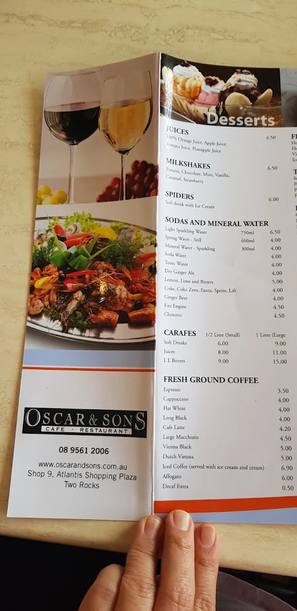 Menu, Oscar & Sons