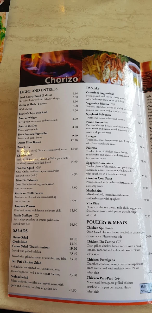 Menu, Oscar & Sons