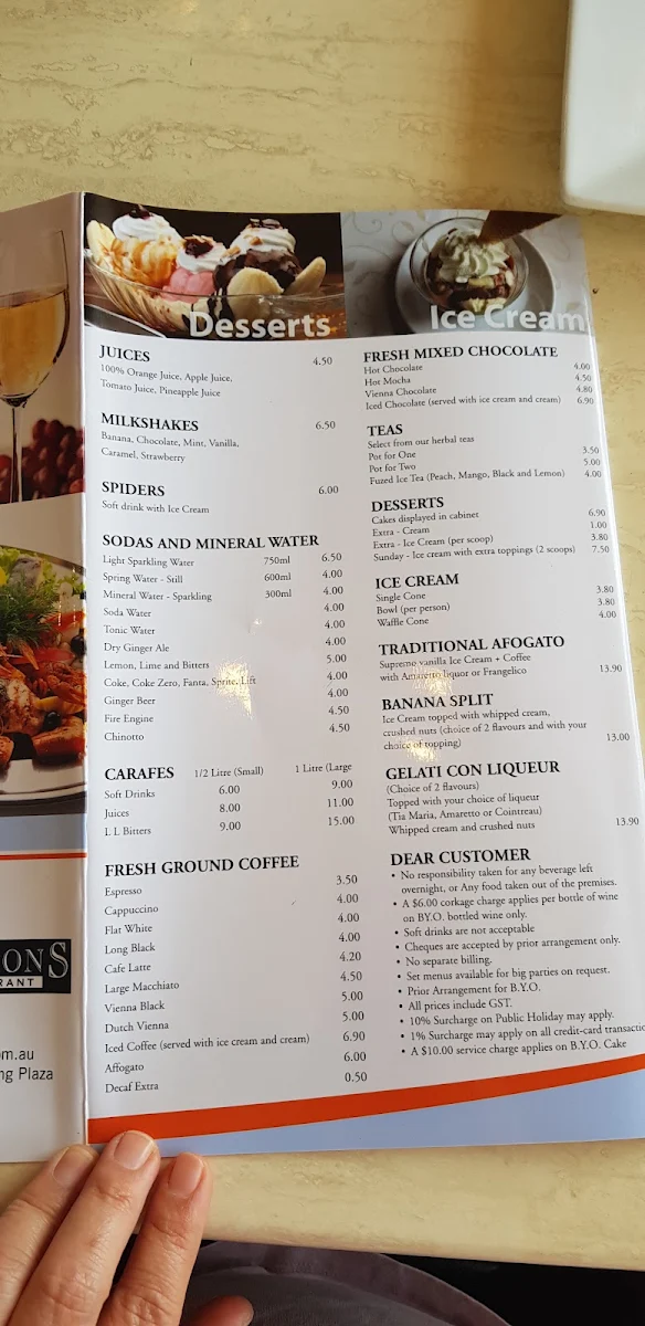 Menu, Oscar & Sons