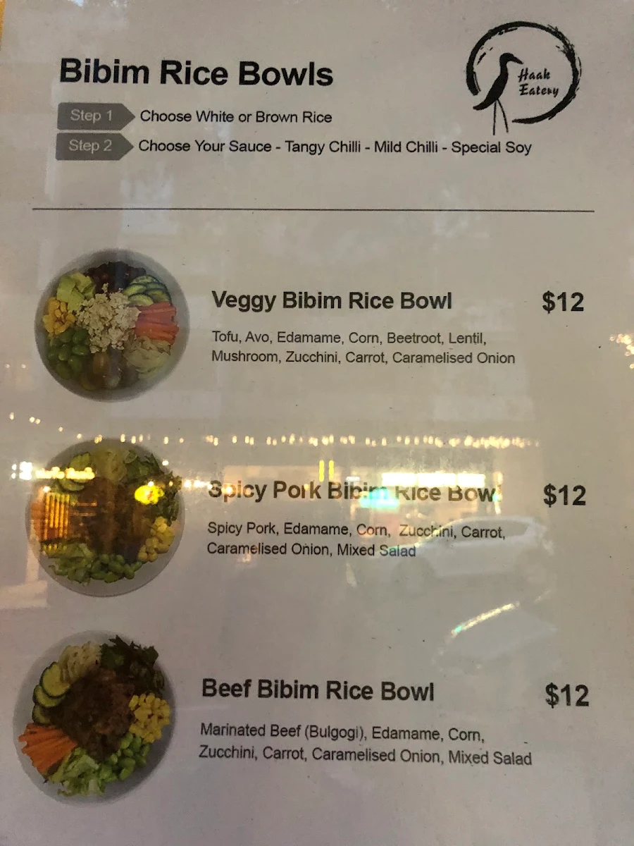 Menu, Haak Eatery