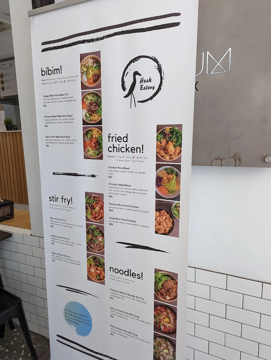 Menu, Haak Eatery