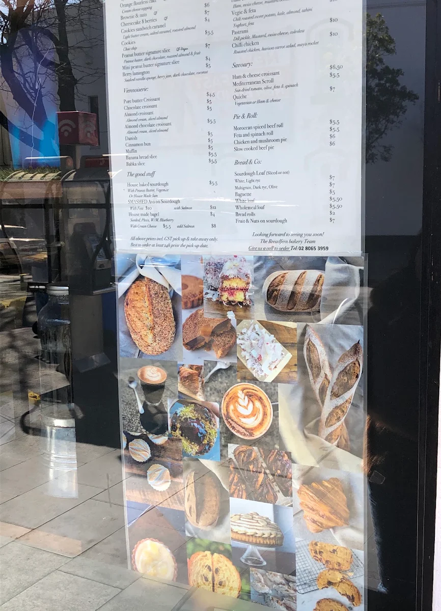 Menu, Breadfern Bakery