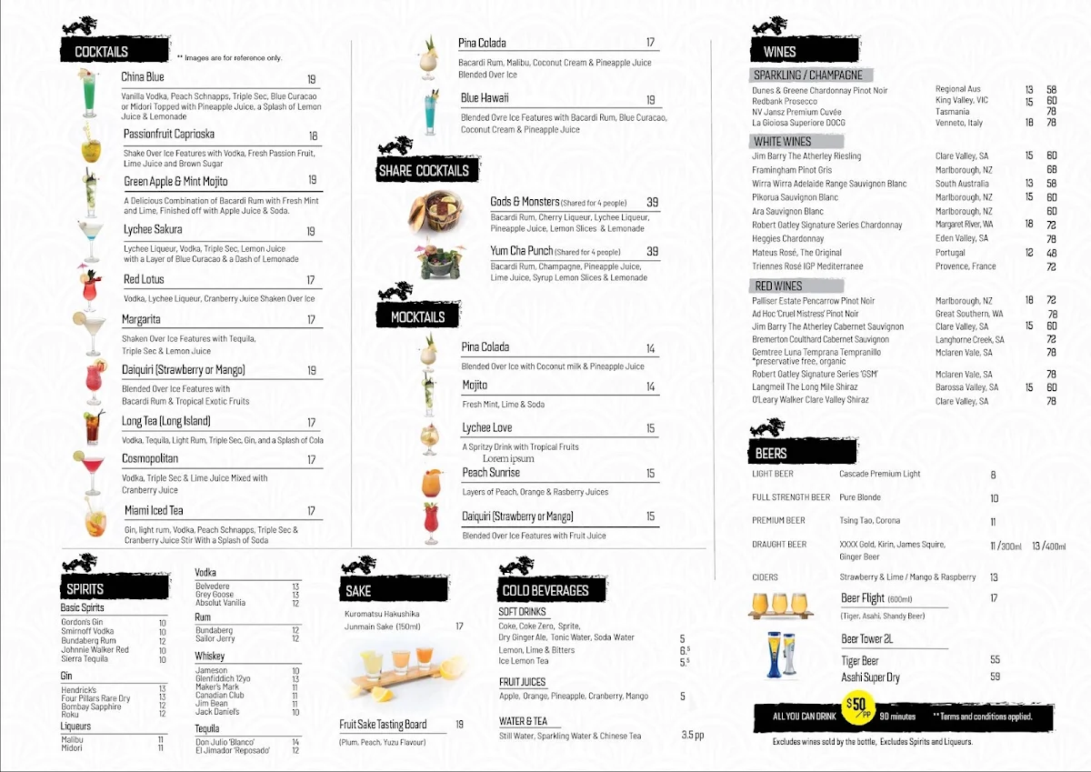 Menu, Yum Cha Cuisine Garden City