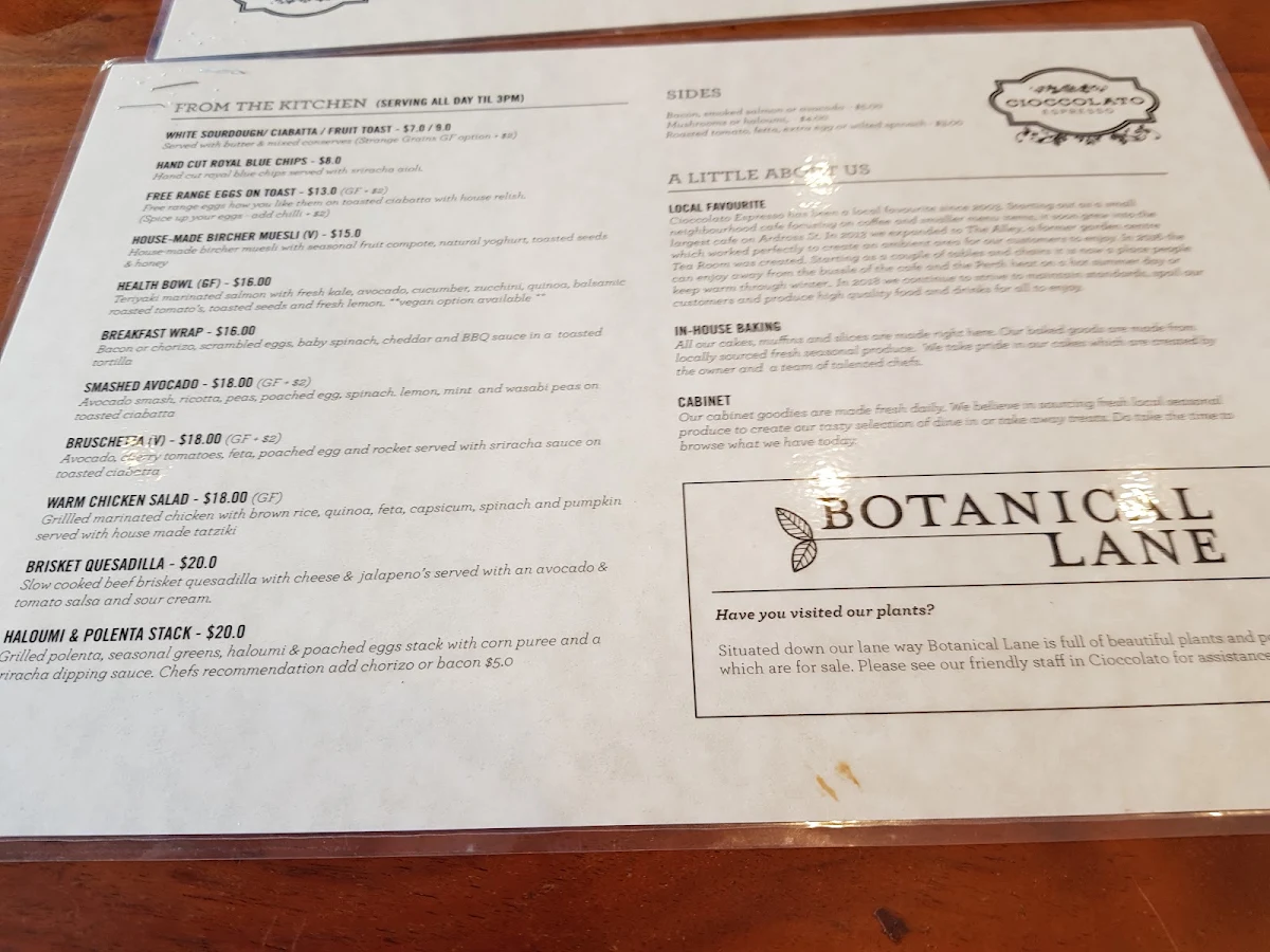 Menu, Cioccolato Espresso