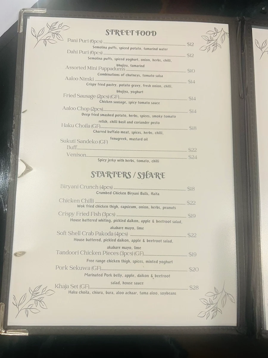 Menu, Nepalese Accent