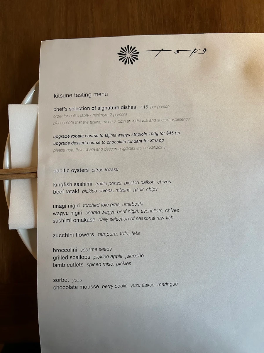 Menu, Toko Restaurant