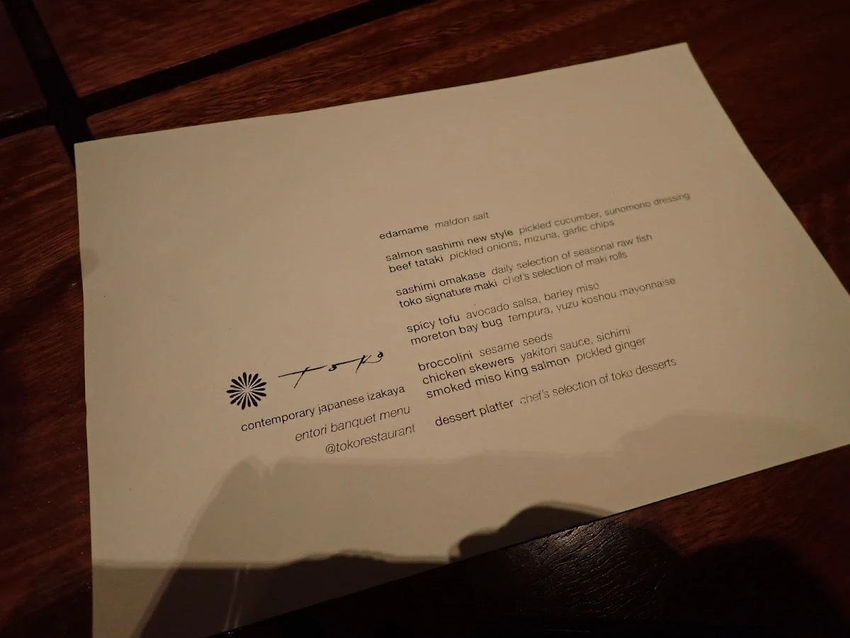 Menu, Toko Restaurant