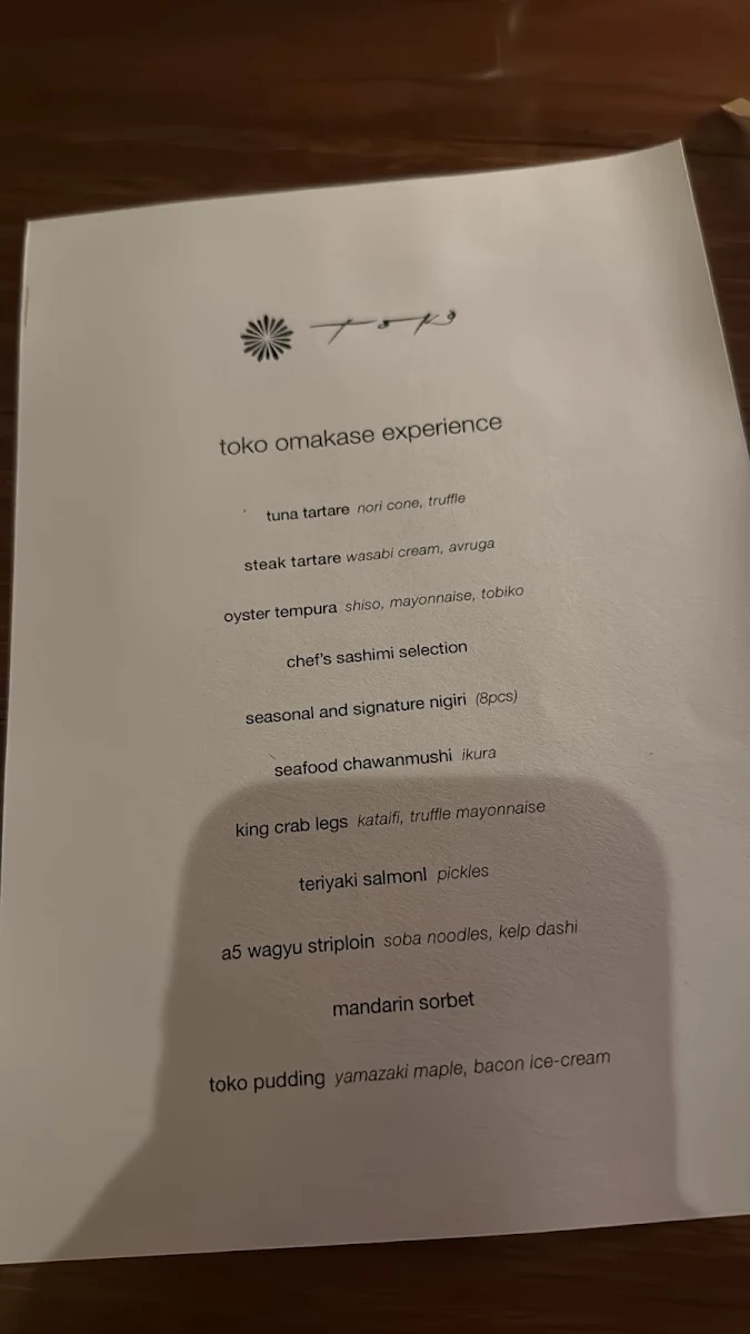 Menu, Toko Restaurant