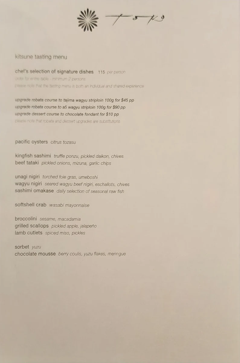 Menu, Toko Restaurant