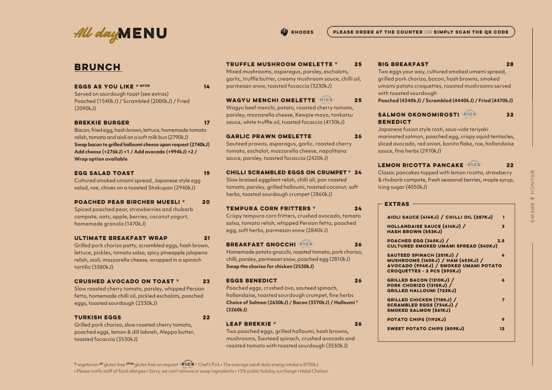Menu, Leaf Cafe & Co Rhodes