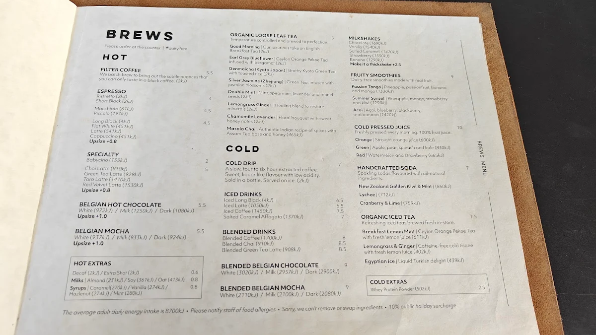 Menu, Leaf Cafe & Co Rhodes