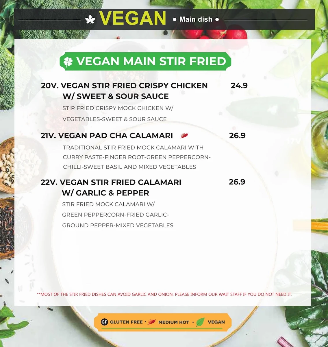 Menu, A Taste of Siam Restaurant