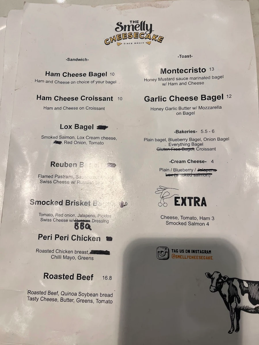 Menu, The Smelly Cheesecake Chatswood