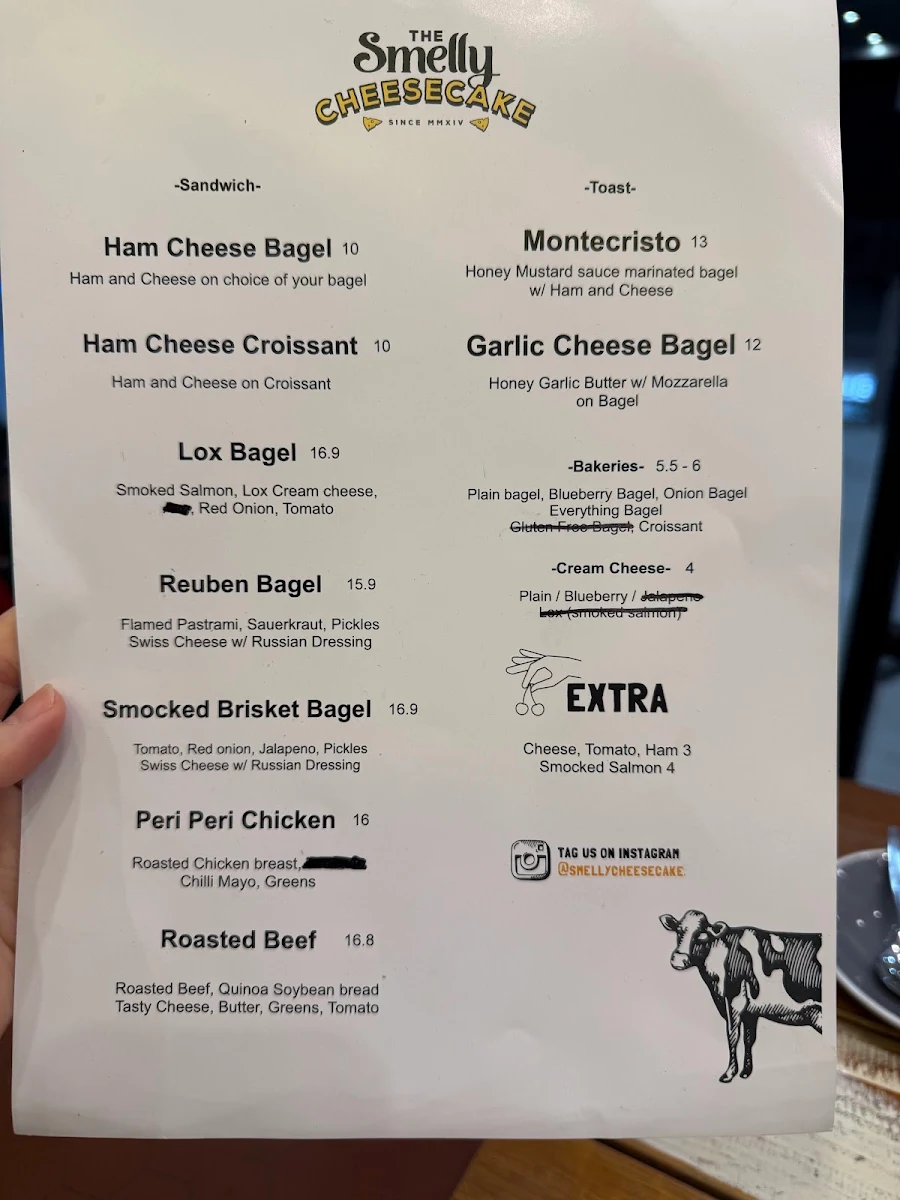 Menu, The Smelly Cheesecake Chatswood