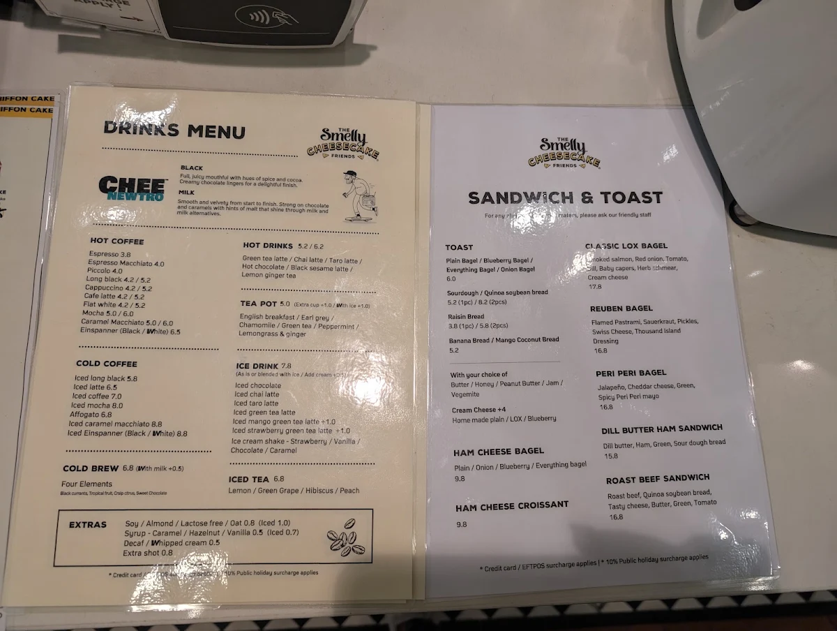 Menu, The Smelly Cheesecake Chatswood