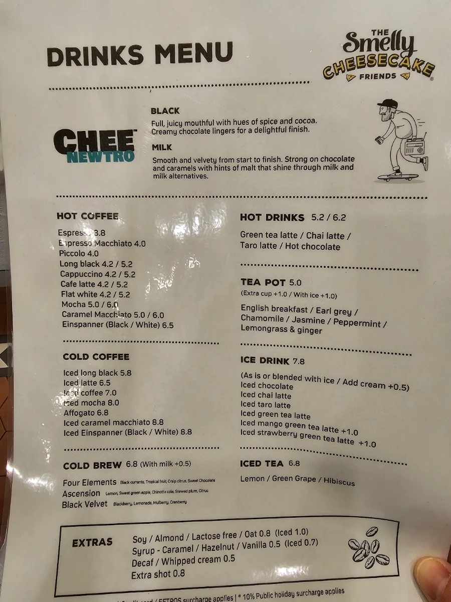 Menu, The Smelly Cheesecake Chatswood