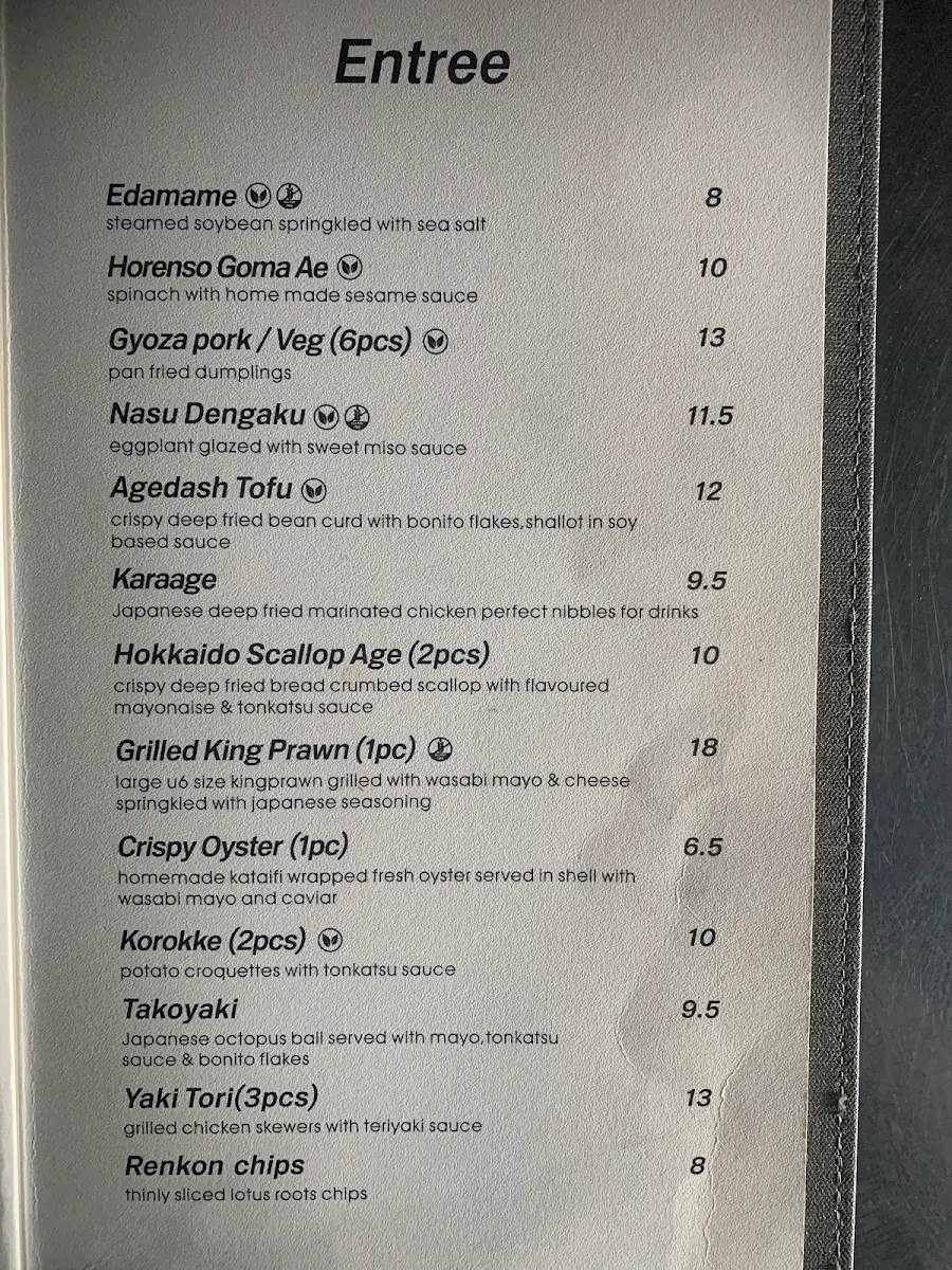 Menu, Taku