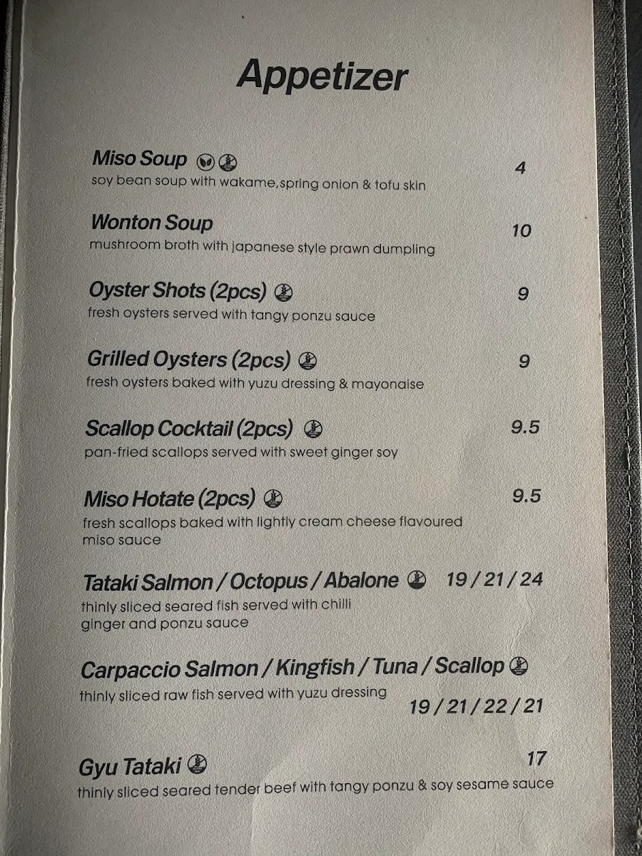 Menu, Taku